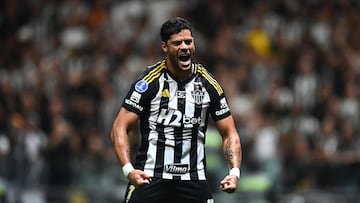 Atletico Mineiro's forward #07 Hulk celebrates scoring his team's third goal during the Copa Sudamericana semifinal second leg football match between Brazil's Atletico Mineiro and Ecuador's Independiente del Valle at the Arena MRV stadium in Belo Horizonte, Brazil, on October 28, 2025. (Photo by GLEDSTON TAVARES / AFP)
