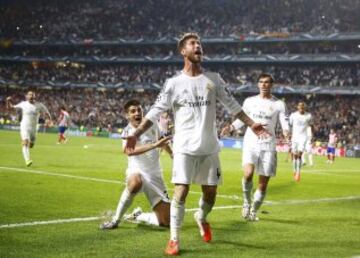 24/05/2014. Final de Champions League en Lisboa. Real Madrid-Atlético de Madrid. 1-1. Sergio Ramos consiguió el empate en el minuto 92. El conjunto madridista ganó 4-1 en la prorroga y La Décima.