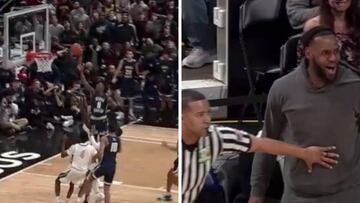 Le tuvieron que frenar hasta los árbitros: la reacción de LeBron tras el canastón de su hijo