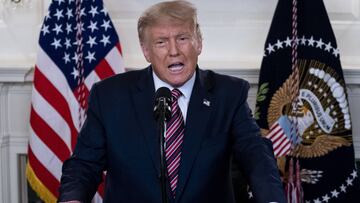Washington (Usa), 19/01/2019.- US President Donald J. Trump announces his list of potential Supreme Court nominees and answers questions about the Coronavirus during an event in the Diplomatic Room of the White House, in Washington, DC, USA, 09 September