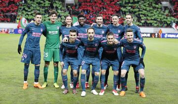 El once inicial del Atlético de Madrid. 