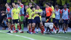 Soccer Football - World Cup - South American Qualifiers - Colombia v Brazil - Estadio Metropolitano Roberto Melendez, Barranquilla, Colombia - November 16, 2023 Colombia's Luis Diaz celebrates scoring their goal with teammates REUTERS/Luisa Gonzalez