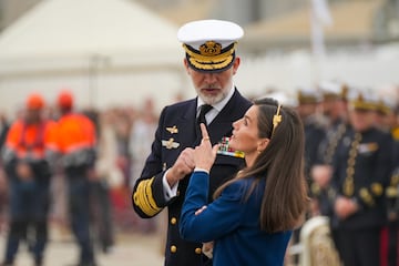 Los Reyes Felipe VI y Letizia, se despiden de la Princesa de Asturias, Leonor de Borbn antes de la partida del Juan Sebastin Elcano.