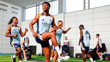 Mbappé entrenando en Valdebebas.