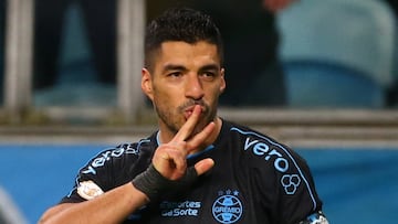 Soccer Football - Brasileiro Championship - Gremio v Bahia - Arena do Gremio, Porto Alegre, Brazil - November 4, 2023 Gremio's Luis Suarez celebrates scoring their first goal REUTERS/Diego Vara