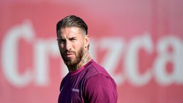 Ramos, durante el entrenamiento del martes.