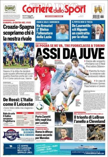 Portada del Corriere dello Sport.