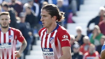 Filipe Luis con el Atlético.