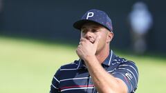 BROOKLINE, MASSACHUSETTS - JUNE 13: Bryson DeChambeau of the United States reacts on the 18th green during a practice round prior to the 2022 U.S. Open at The Country Club on June 13, 2022 in Brookline, Massachusetts.   Warren Little/Getty Images/AFP
== FOR NEWSPAPERS, INTERNET, TELCOS & TELEVISION USE ONLY ==