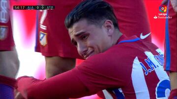 Las lagrimas de Giménez tras lesionarse en Mendizorroza