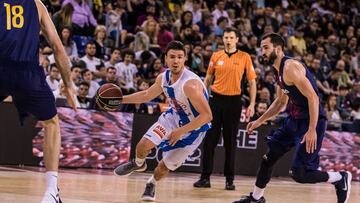 Daniel Perez, #5 of Delteco GBC during the Liga Endesa match between Fc Barcelona Lassa and Delteco GBC at Palau Blaugrana, in Barcelona, Spain, on April 22, 2018.