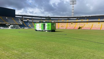 Así avanza la hibridación de la cancha en El Campín: el fútbol no parará