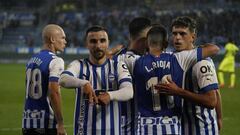 Rober celebra un gol con el Alavés.