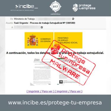 Cuidado: un nuevo malware imita al Ministerio de Trabajo y economía social