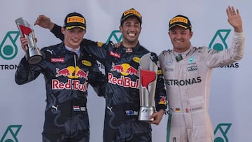 Verstappen, Ricciardo y Rosberg en el podio.