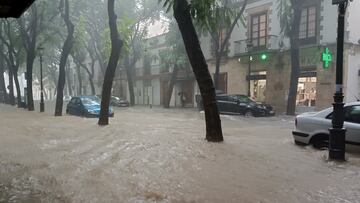 Calle Porvera en Jerez con agua acumulada por las lluvias de la Dana que atraviesa la provincia. A 30 de octubre de 2024, en Jerez, Cádiz (Andalucía, España). La Aemet amplía el aviso naranja para toda la provincia de Cádiz hasta la media noche. La intenidad de las lluvias ha ocasionado incidencias en algunas zonas de la provincia de Cádiz, como en la carretera provincial CA-3113 entre Puerto Real y la barriada rural de La Ina, en Jerez de la Frontera, donde el centro histórico de la ciudad también se está viendo afectado con balsas de agua en algunas de sus calles.
30 OCTUBRE 2024
Europa Press
30/10/2024