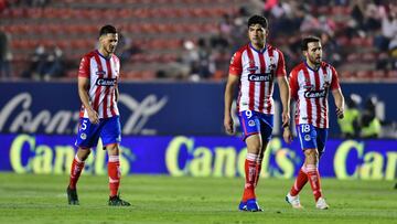 (L-R) Ramiro Gonzalez and Nicolas Ibanez of San Luis during the game Atletico San Luis vs Pachuca, corresponding to the 17th round match of the Torneo Guard1anes Clausura 2021 of the Liga BBVA MX, at Alfonso Lastras Stadium, on April 29, 2021.
<br><br>
(I-D), Ramiro Gonzalez y Nicolas Ibanez de San Luis durante el partido Atletico San Luis vs Pachuca, correspondiente a la Jornada 17 del Torneo Clausura Guard1anes 2021 de la Liga BBVA MX, en el Estadio Alfonso Lastras, el 29 de Abril de 2021.