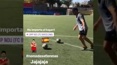 El desafío con balón de Marcelo Salas en La Masía: ¿Lo logró?