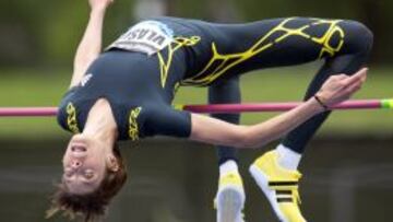 Blanka Vlasic, en uno de sus saltos en Nueva York.