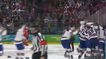 Epic celebration! Team USA goes wild after Olympic hockey gold vs Canada