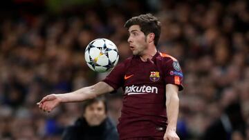 Soccer Football - Champions League Round of 16 First Leg - Chelsea vs FC Barcelona - Stamford Bridge, London, Britain - February 20, 2018   Barcelona&rsquo;s Sergi Roberto in action                     Action Images via Reuters/Andrew Boyers