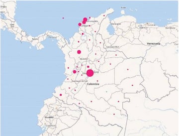 Mapa del coronavirus en Colombia