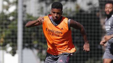 Rodrygo, en un entrenamiento de pretemporada con el Real Madrid.