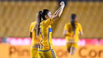 Lizbeth Ovalle celebrates her goal 2-0 of Tigres during the game Tigres UANL vs Atlas, corresponding to Round 08 of the Torneo Apertura 2023 of the Womens Liga BBVA MX, at Universitario Stadium, on August 25 2023.
<br><br>
Lizbeth Ovalle celebra su gol 2-0 de Tigres durante el partido Tigres UANL vs Atlas, correspondiente a la Jornada 08 del Torneo Apertura 2023 de la Liga BBVA MX Femenil, en el Estadio Universitario, el 25 de Agosto de 2023.