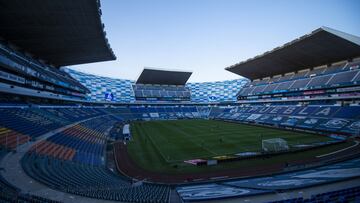 General View Stadium during the game Puebla vs Atlas, corresponding to the eleventh round match of the Torneo Guard1anes Clausura 2021 of the Liga BBVA MX, at Cuauhtemoc Stadium, on March 12, 2021. <br><br> Vista general del Estadio durante el partido Puebla vs Atlas, correspondiente a la Jornada 11 del Torneo Clausura Guard1anes 2021 de la Liga BBVA MX, en el Estadio Cuauhtemoc, el 12 de Marzo de 2021.