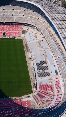 Aerial view of the Banorte (Azteca) Stadium during its renovation as the venue for the 2026 FIFA World Cup, on March 03, 2026, Mexico City, Mexico.
