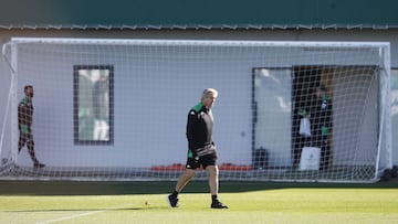 Pellegrini, en el entrenamiento. 