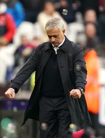 José Mourinho celebrates in his first game in charge at Tottenham

