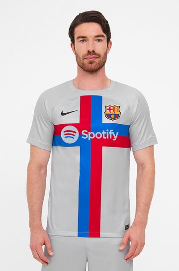 La tercera equipación 2022/23 del Fútbol Club Barcelona presenta un diseño inspirado en la Creu de Sant Jordi y en la apuesta por la diversidad y la inclusión.