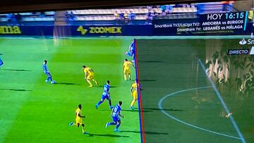 Imagen del fuera de juego señalado por el VAR en el gol de la Ponferradina.