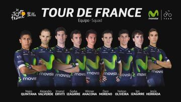 Equipo de nueve corredores del Movistar para el Tour de Francia con Nairo Quintana como jefe de filas.