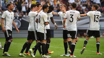 Alemania celebra un gol.