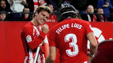 Griezmann celebra un gol en el Sevilla-Atlético.