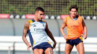 Ceballos y Fran García, durante un entrenamiento del Real Madrid esta pretemporada.