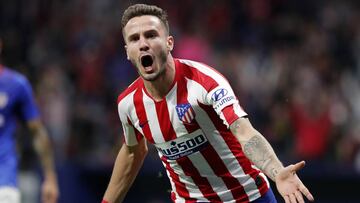 Sa&uacute;l celebra un gol con el Atleti.