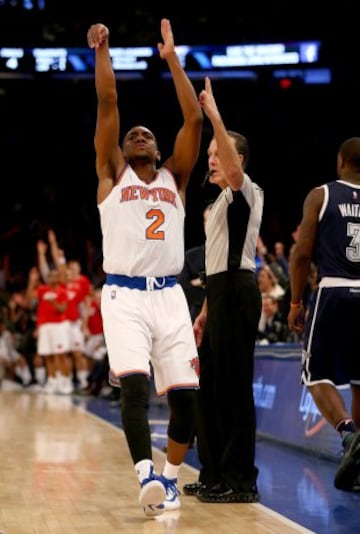 Langston Galloway celebra una canasta durante el Knicks-Thunder.