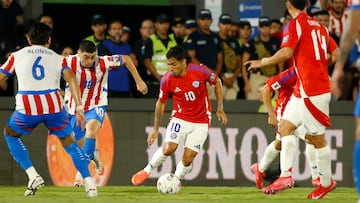Futbol, Paraguay vs Chile.
Eliminatorias al mundial 2026.
El jugador de la seleccion chilena Luciano Cabral es fotografiado durante el partido de las clasificatorias al mundial de la Fifa 2026 contra Paraguay disputado en el estadio Defensores del Chaco en Asuncion, Paraguay.
20/03/2025
Angelo Saavedra/Photosport
Football, Paraguay vs Chile.
2026 Fifa World Cup qualifiers.
Chile’s player Luciano Cabral is pictured during a 2026 Fifa World Cup qualifier match against Paraguay at the Defensores del Chaco stadium in Asuncion, Paraguay.
20/03/2025
Angelo Saavedra/Photosport
