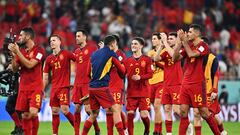 Los jugadores de la Selección española celebran la goleada ante Costa Rica.