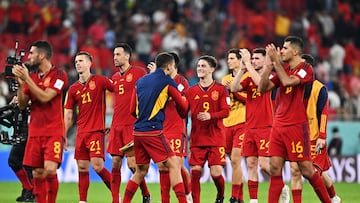 Los jugadores de la Selección española celebran la goleada ante Costa Rica.