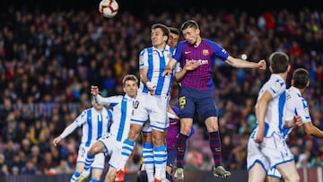 FC Barcelona defender Clement Lenglet (15) goal action during the match between FC Barcelona against Real Sociedad, for the round 33 of the Liga Santander, played at Camp Nou Stadium on 20th April 2019 in Barcelona, Spain.