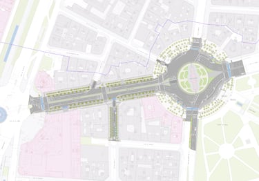 Plano del área entre Cibeles y la plaza de la Independencia en la que se llevará a cabo la remodelación.
