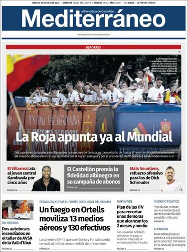 Fiestón, apoteósico... las portadas recogen la gran fiesta de la Selección Española