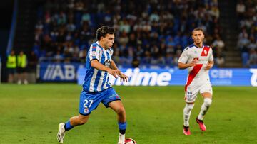 David Mella, en el partido del Deportivo ante el Rayo Majadahonda.