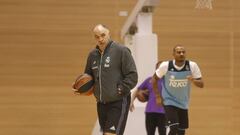 Pablo Laso, durante un entrenamiento del Real Madrid.