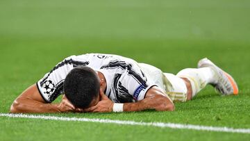 TURIN, ITALY - AUGUST 07: Cristiano Ronaldo of Juventus reacts during the UEFA Champions League round of 16 second leg match between Juventus and Olympique Lyon at Allianz Stadium on August 07, 2020 in Turin, Italy. (Photo by Valerio Pennicino/Getty Image