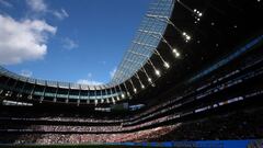 LONDON, ENGLAND - OCTOBER 03: A general view of Tottenham Hotspur stadium during the Premier League match between Tottenham Hotspur and Aston Villa at Tottenham Hotspur Stadium on October 03, 2021 in London, England. (Photo by Marc Atkins/Getty Images)